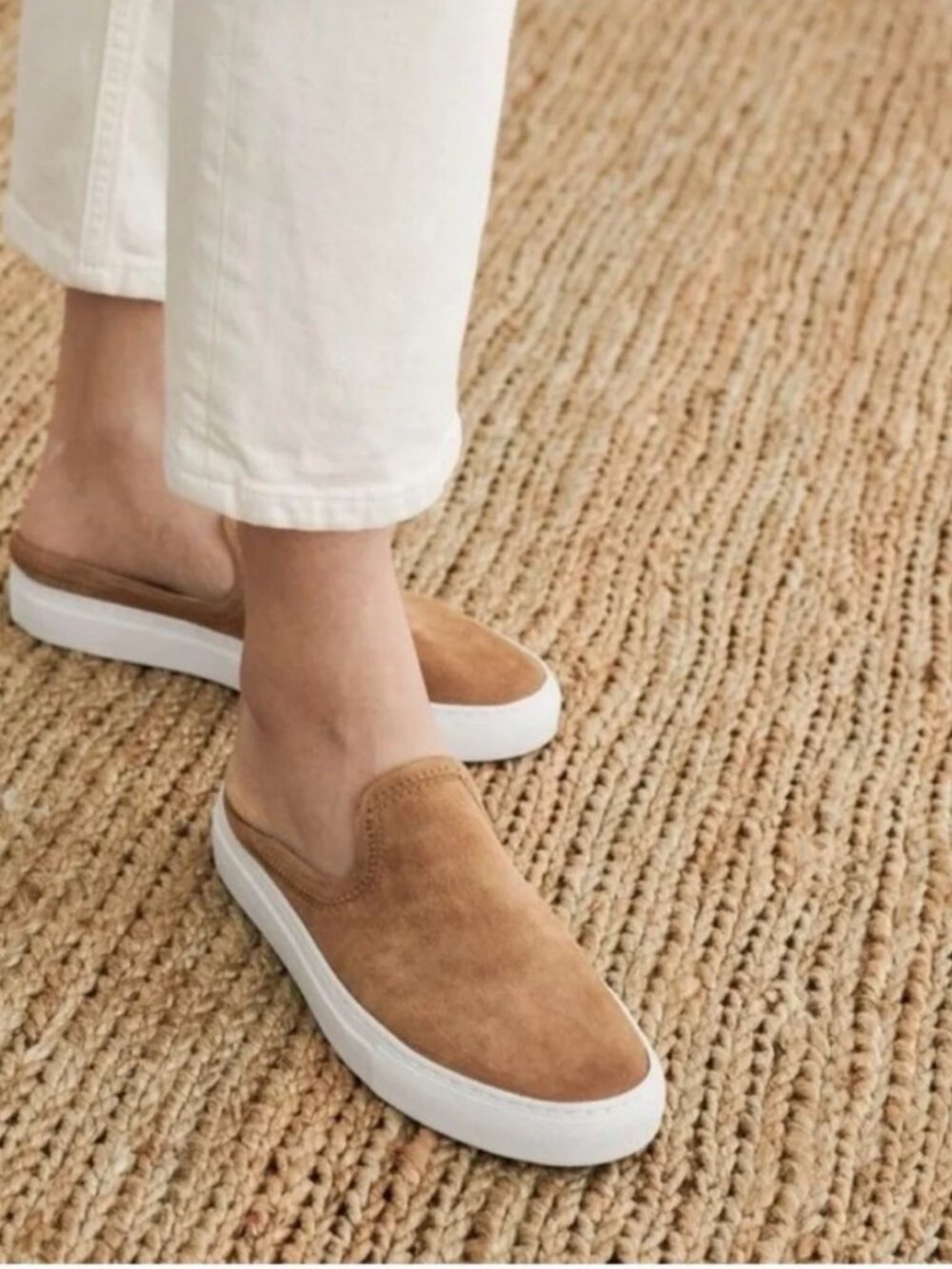 Jenni Kayne Women's Suede Slider Sneaker Mules in Honey NWOB